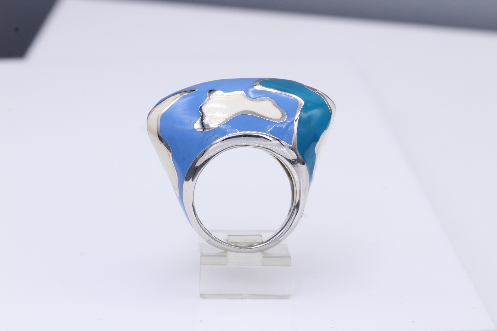 ARTIST RING SILVER 925 ITALY MADE INSPIRED BY FAMOUS ARTIST ENAMEL RING SIZE 7