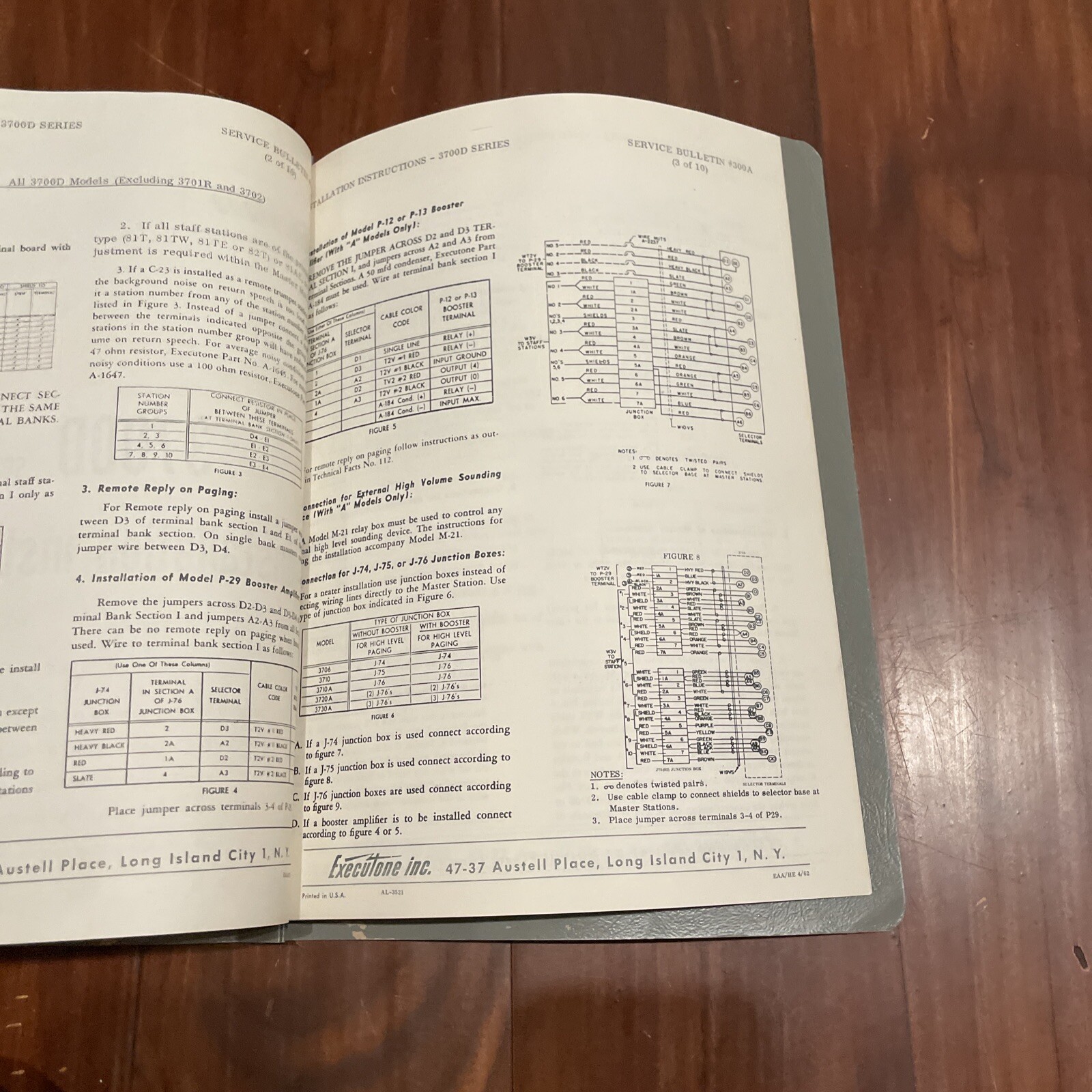 Executone 3700D Series Installation Instructions Manual 1962