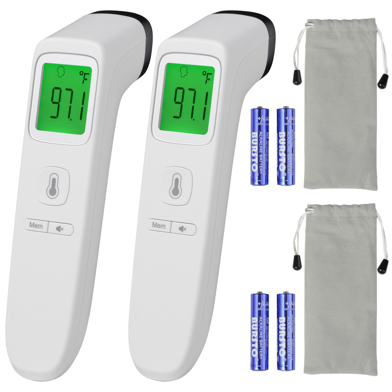 2 Pack No Contact Digital Infrared Thermometer Temperature Gun Memory Function