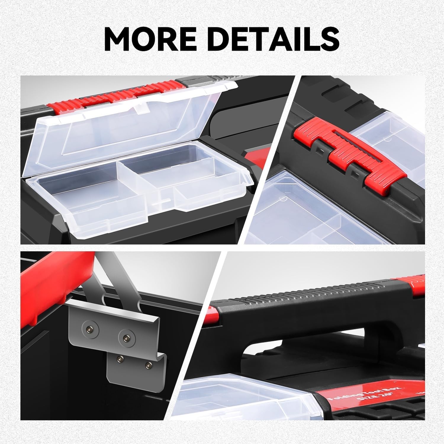 Tool Box Set Portable 2-layer Folding Toolbox W/ Non-slip Handle Tray Garage