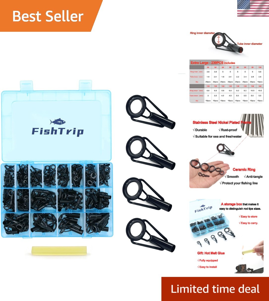 Complete Fishing Rod Tip Replacement Set: 24 Sizes, 230pcs for Every Adventure