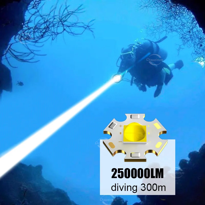 Professional Underwater Scuba Diving Flashlight LED Waterproof Dive Light Lamp