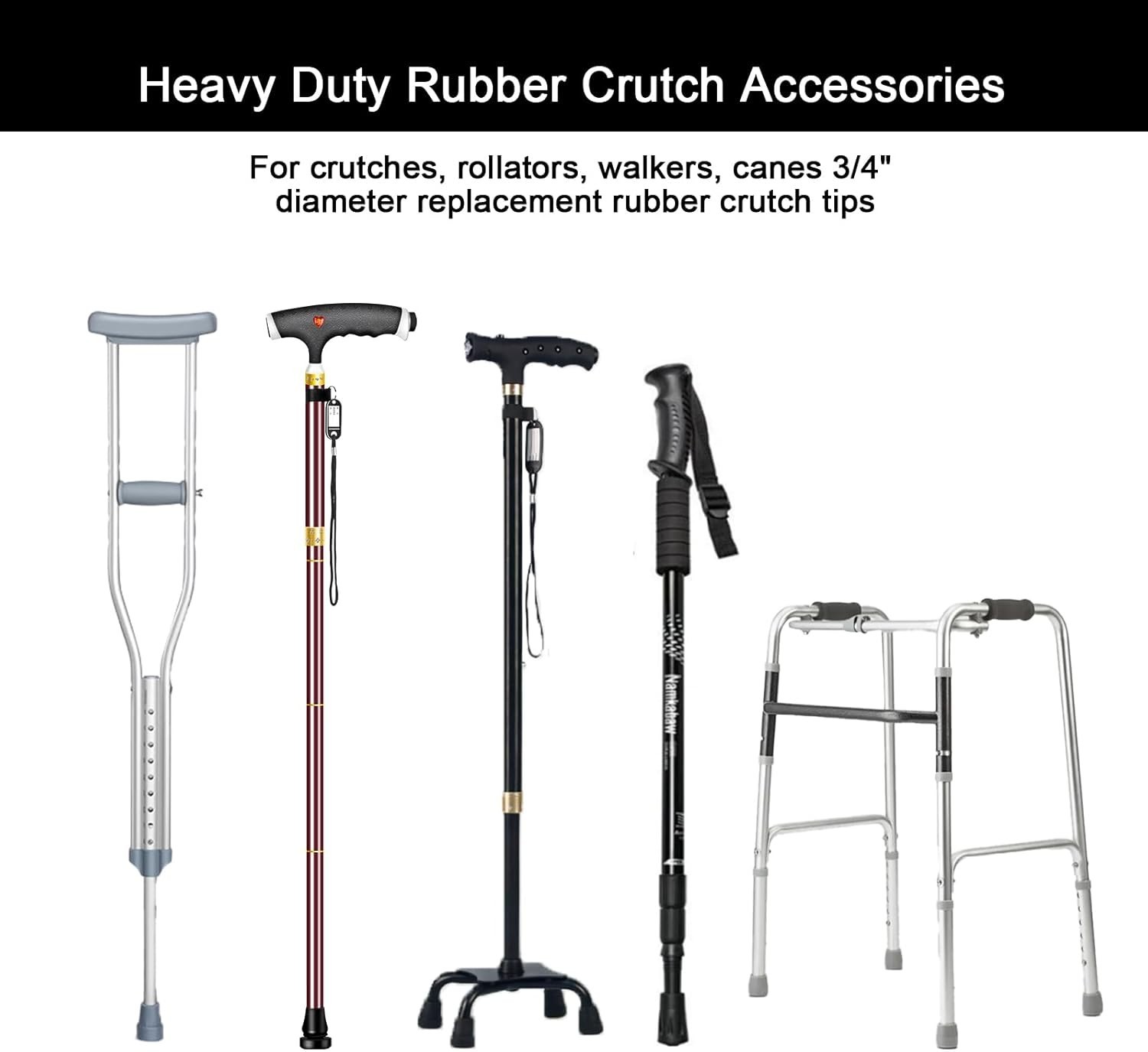 4 Pack Replacement Rubber Cane Tips 3/4 Inch Heavy Duty Rubber Crutch Tips No...