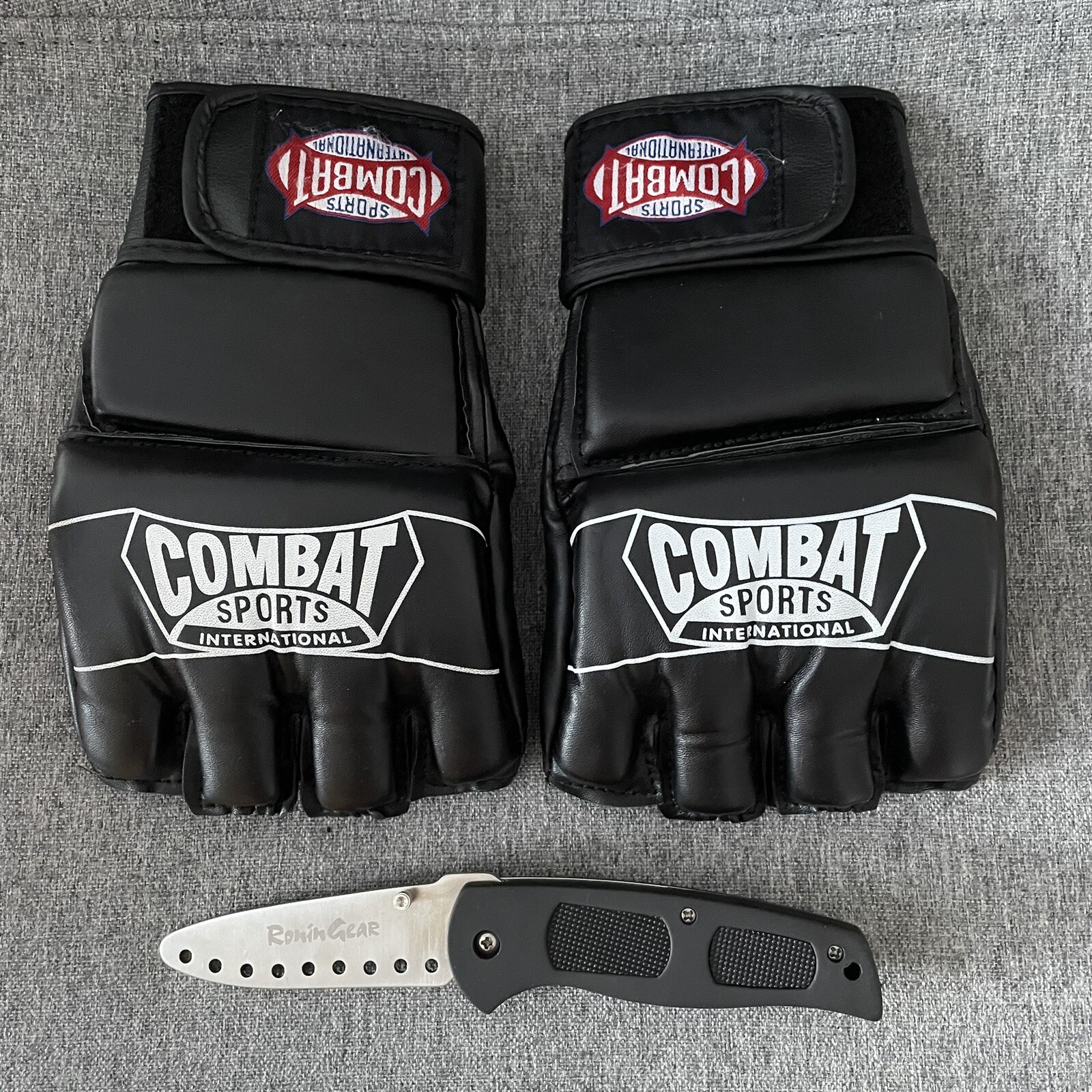 Combat Sports International MMA FG3S Hybrid Fight Gloves Sz XL + Training Knife
