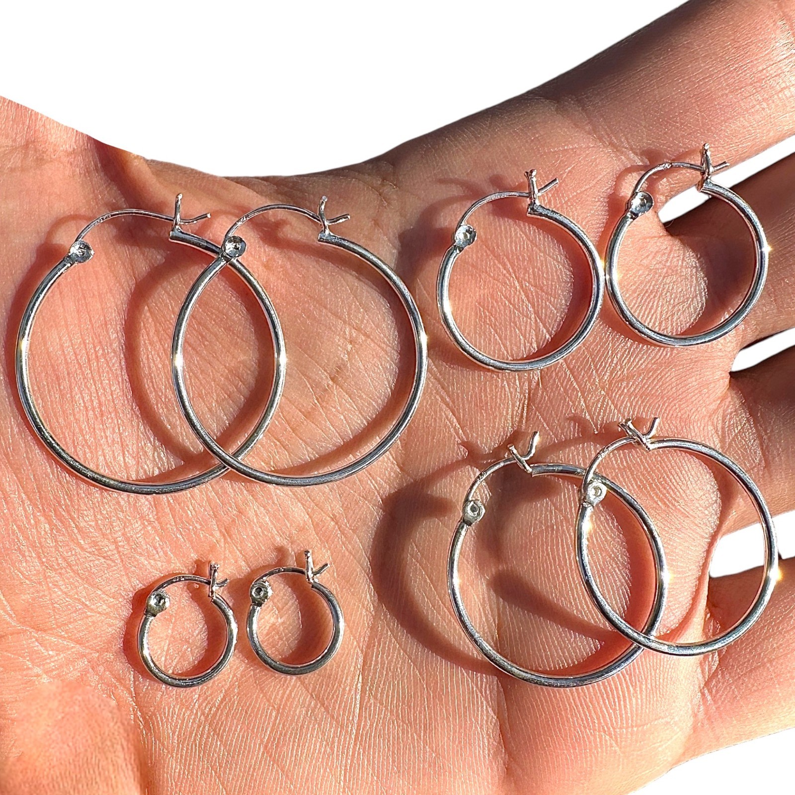 Sterling Silver Hoop Earrings 925 Thin 1.5mm 12mm 20mm 25mm 30mm Polished