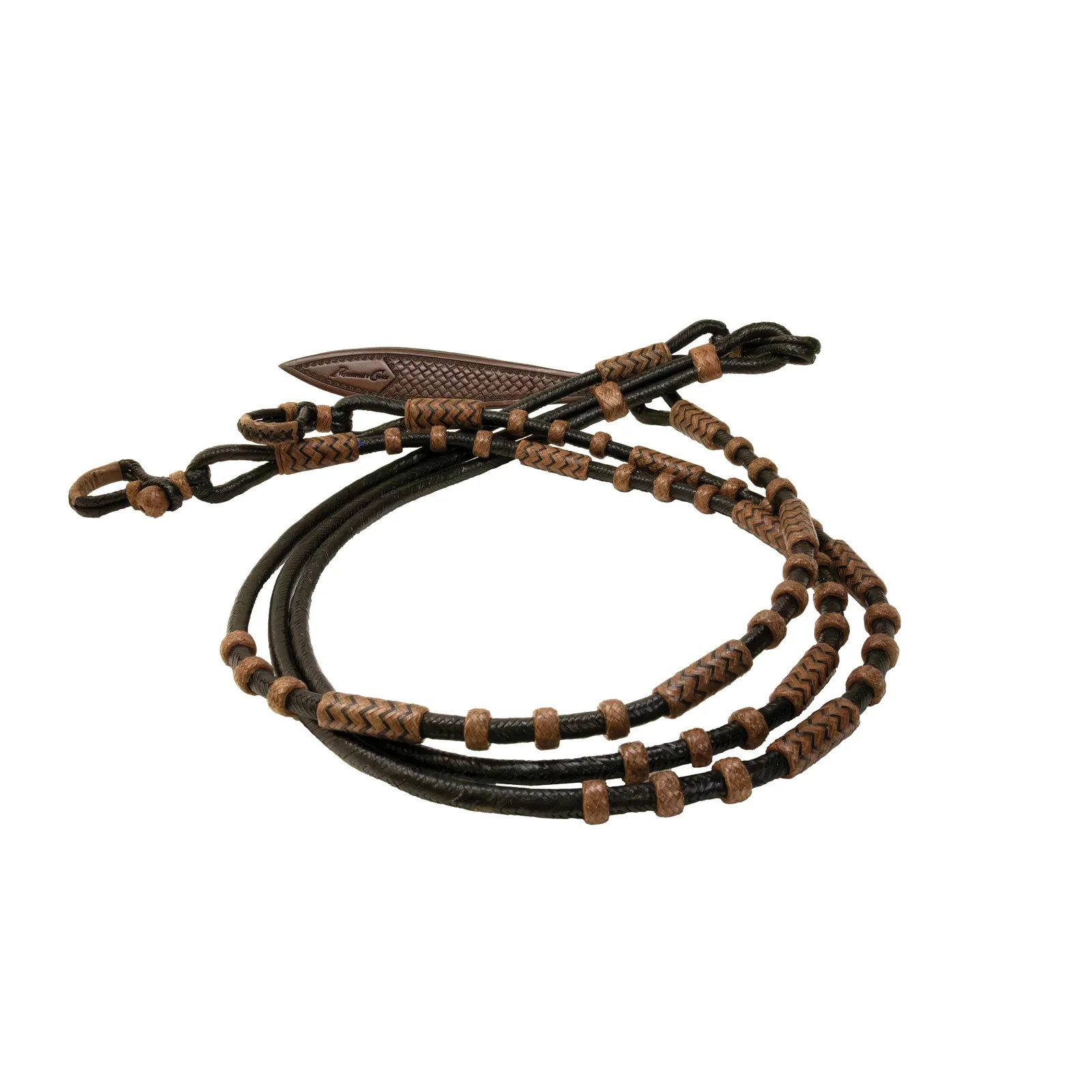 Professional's Choice 16-Plait Rawhide Romal Reins - Black/Chocolate