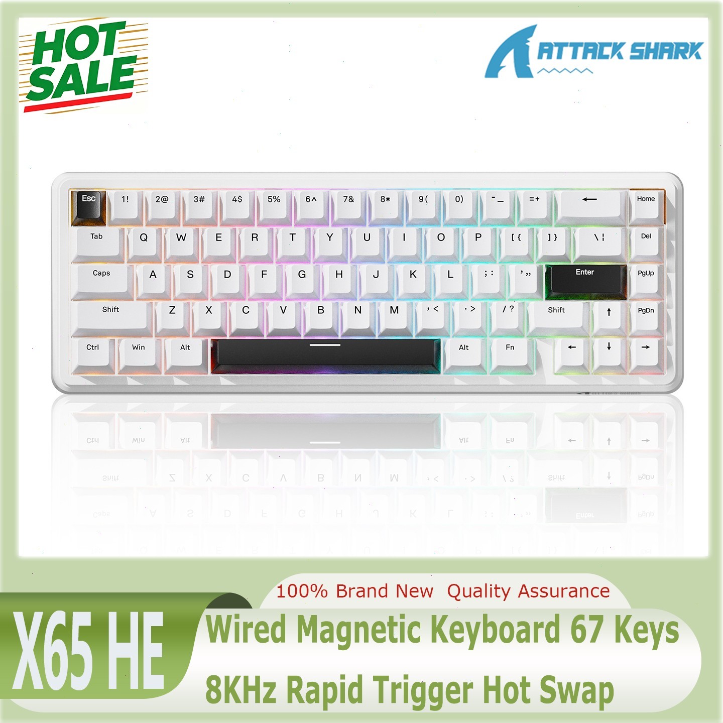 ATTACK SHARK X65HE Wired Magnetic Keyboard 67 Keys 8KHz Rapid Trigger Hot Swap