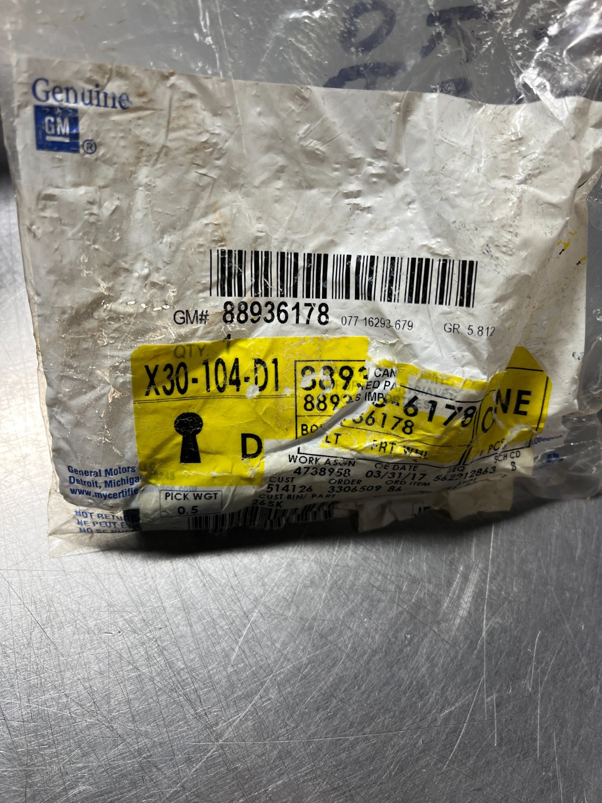 8893-6178 Genuine OEM AC Delco GM Front Wheel BOLT STUD 88936178
