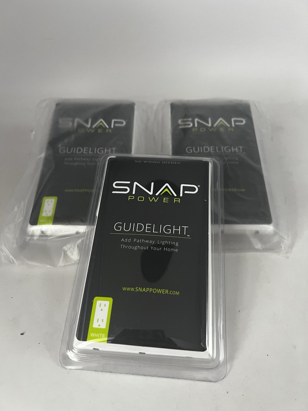 3 Snap Power LED GuideLight Outlet Wall WhitePlate Cover