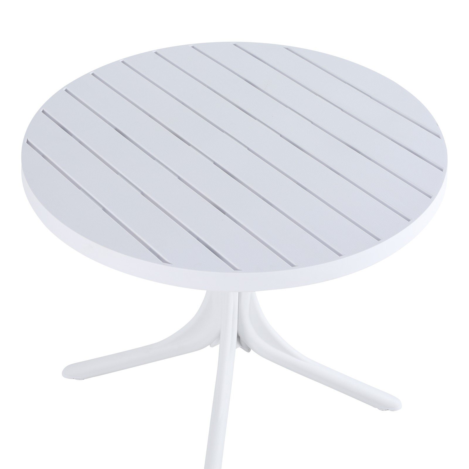 White Round Polypropylene Dining Table 36" Indoor/Outdoor 220 lbs Capacity