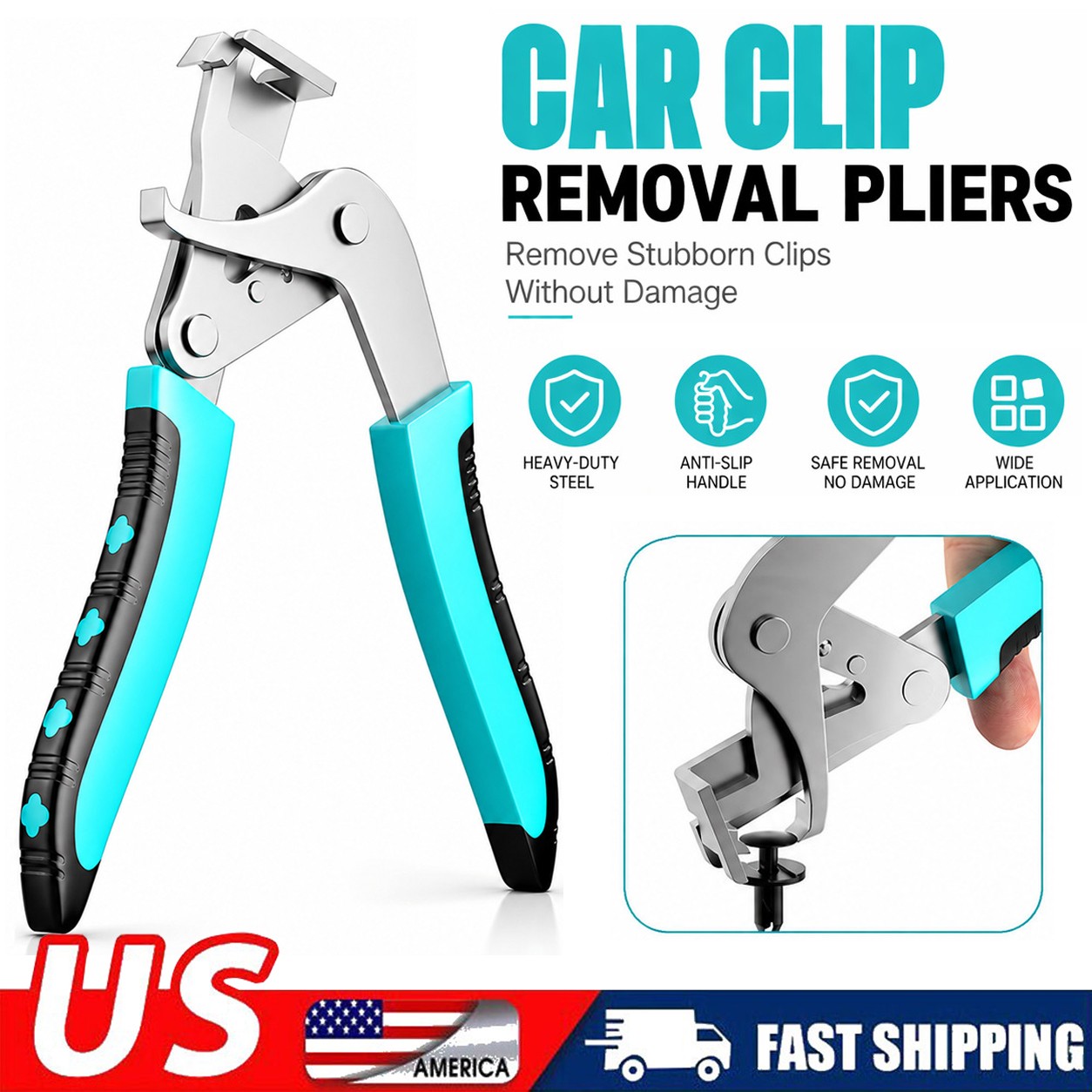 Car Clip Plier Disassembly Tool Heavy Duty Spring Loaded Auto Trim Removal Rivet