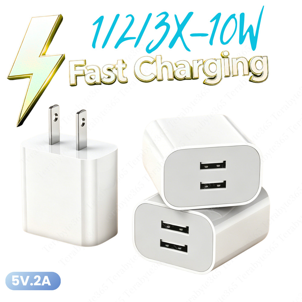 Dual Port USB A Plug Wall Outlet Charging Block PD 10W 5V 2A Android Adapter Lot