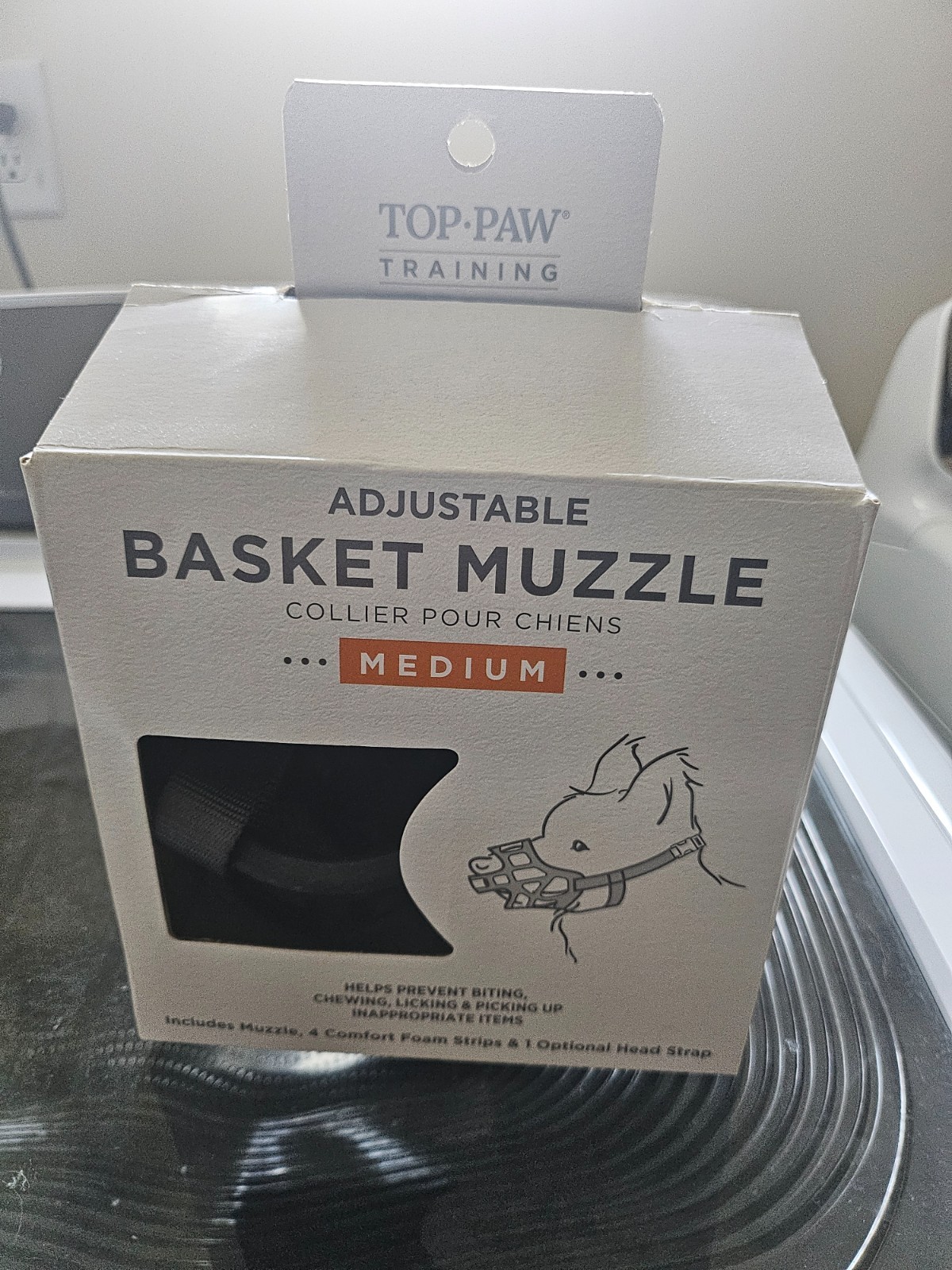 Top Paw Training Adjustable Dog/Canine Basket Muzzle MEDIUM NEW W/STRAP &FOAM