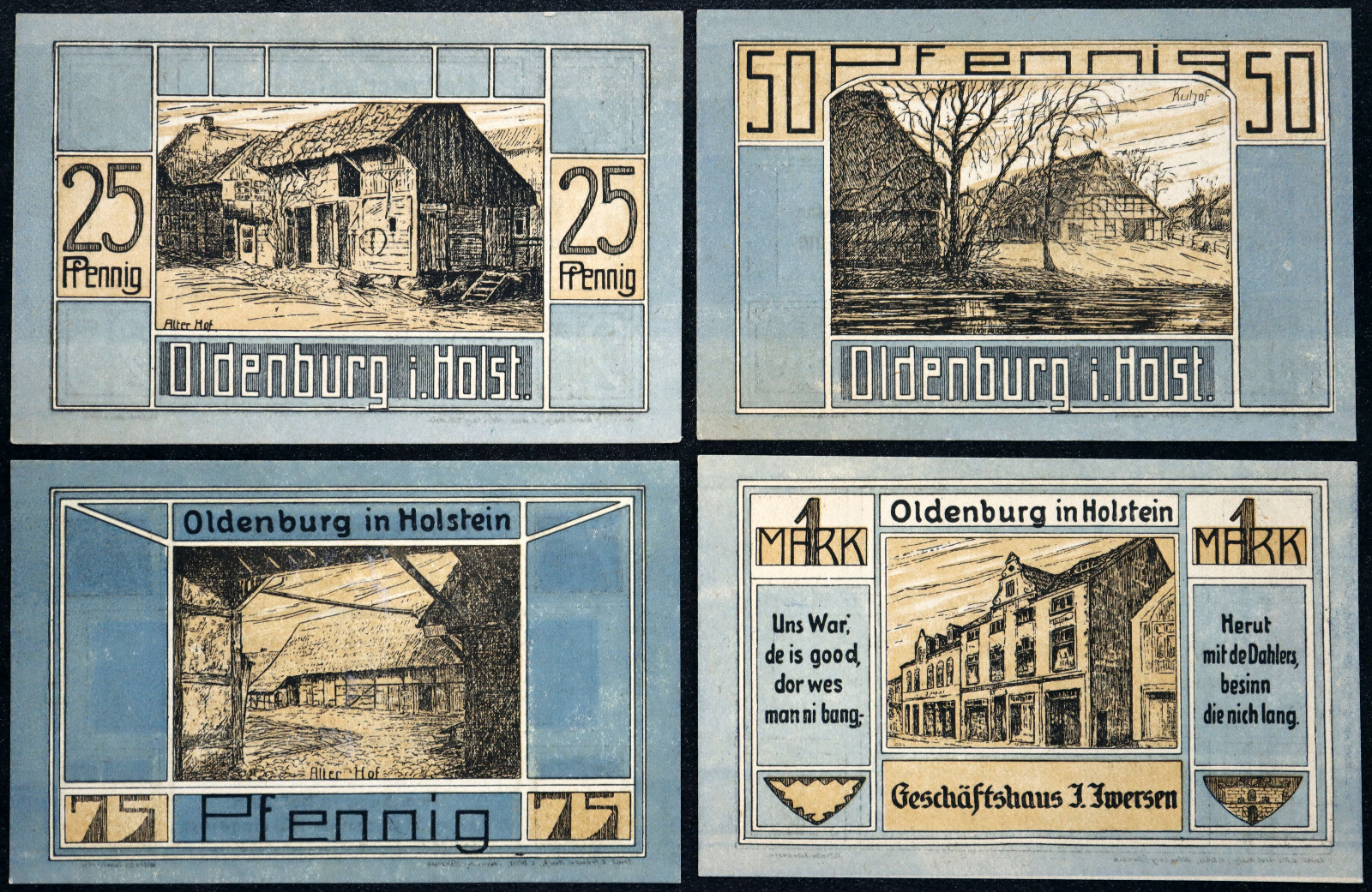 OLDENBURG 1921 RARE "J. Iwersen" Complete Series German Notgeld