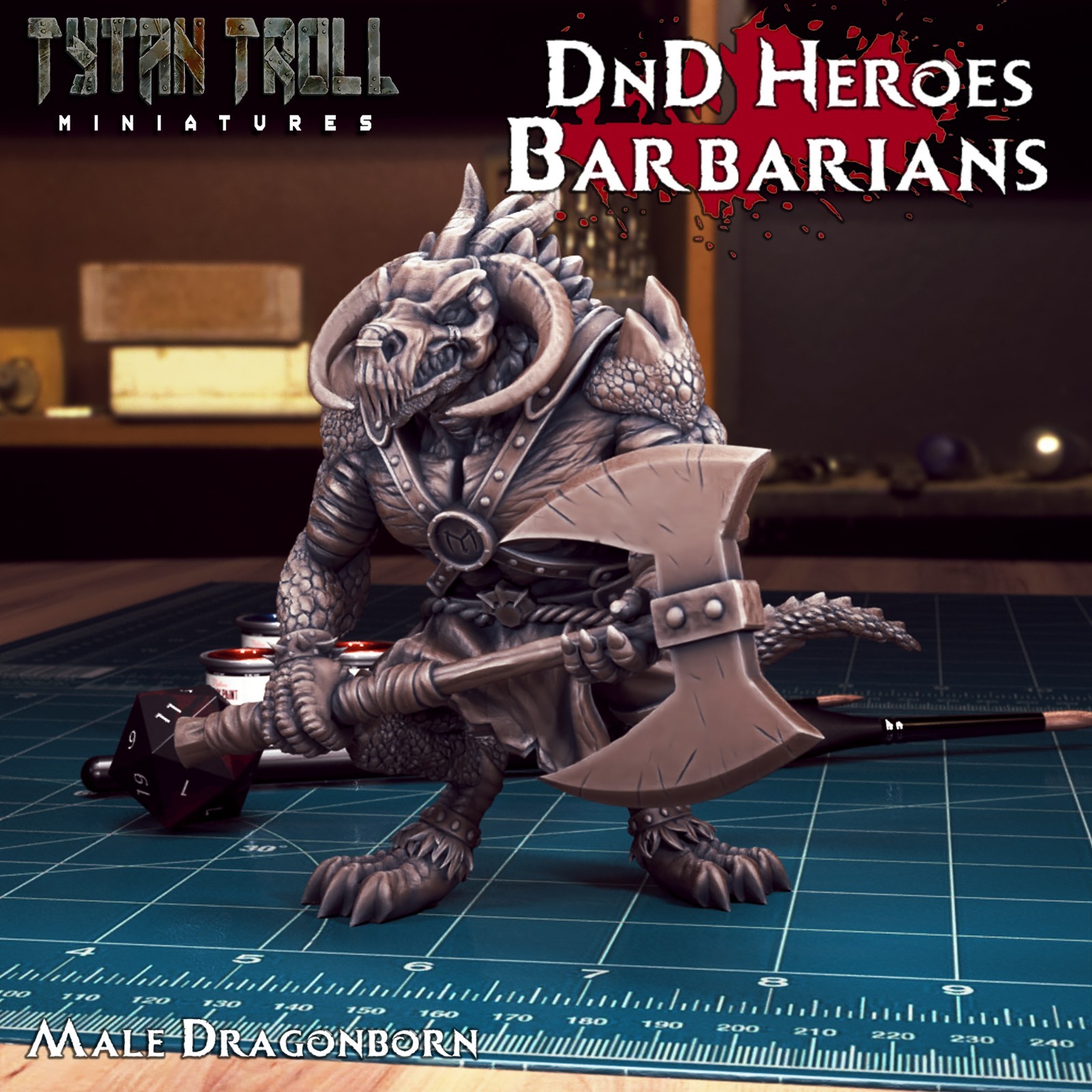 Dungeons & Dragons - Playable Character Male Dragonborn - Barbarian, Fighter
