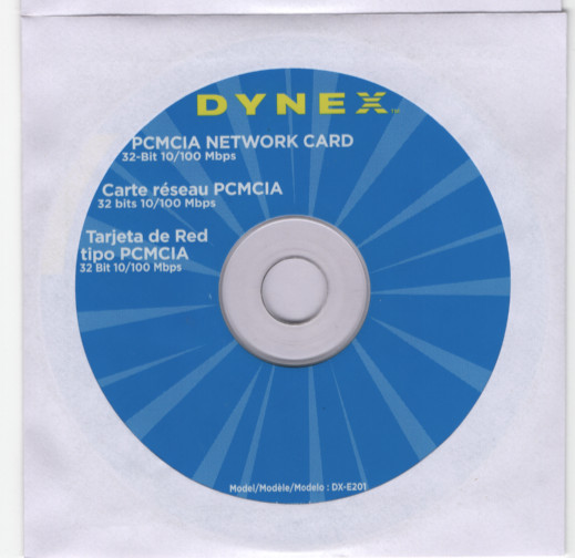 Dynex DX-E201 PCMCIA Network Card Driver & Utility Software Inst CD-ROM (2005)