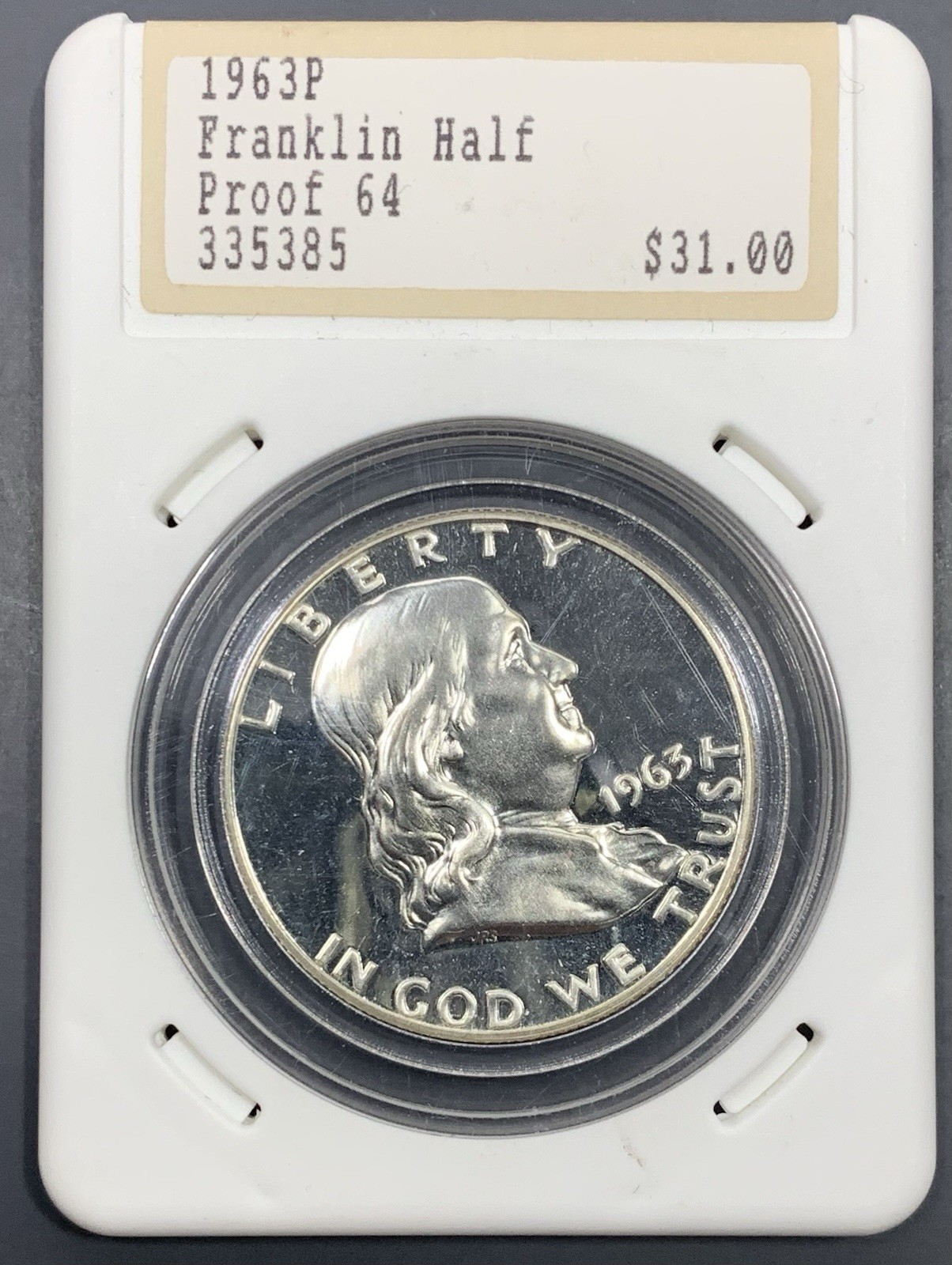1963 Hannes Tulving Proof Franklin Half Dollar 50c - Vintage Old Holder