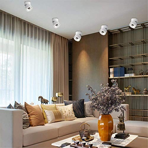 LED Ceiling Spotlight - Wall Light 360°Adjustable 6000K（Cold white） White
