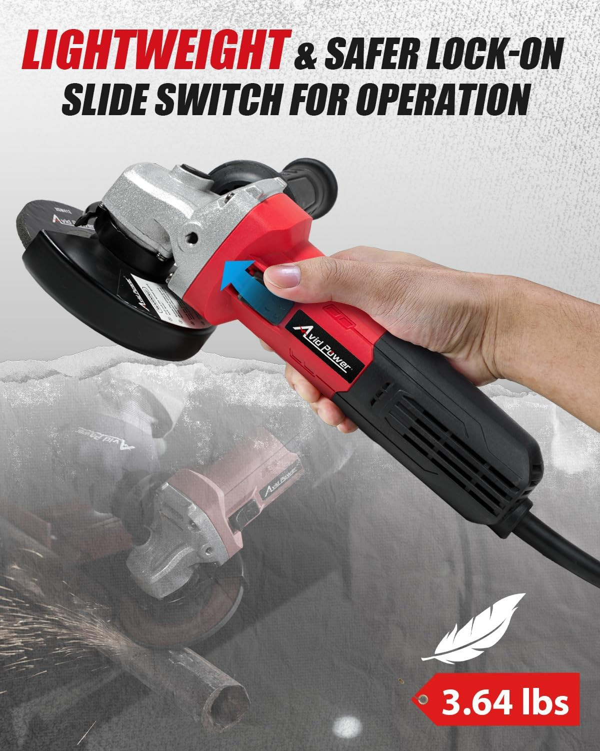 Angle Grinder, 7.5-Amp 4-1/2 Inch Electric Grinder Power Tools with Grinding ...
