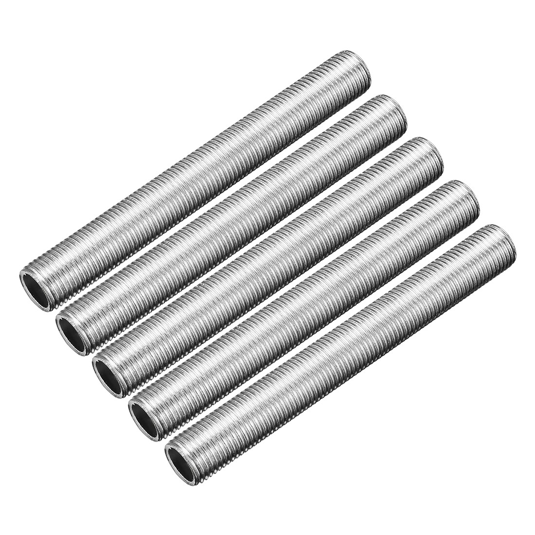 5pcs Zinc Plated Lamp Pipe Nipple M10 80mm Length 1mm Pitch All Threaded