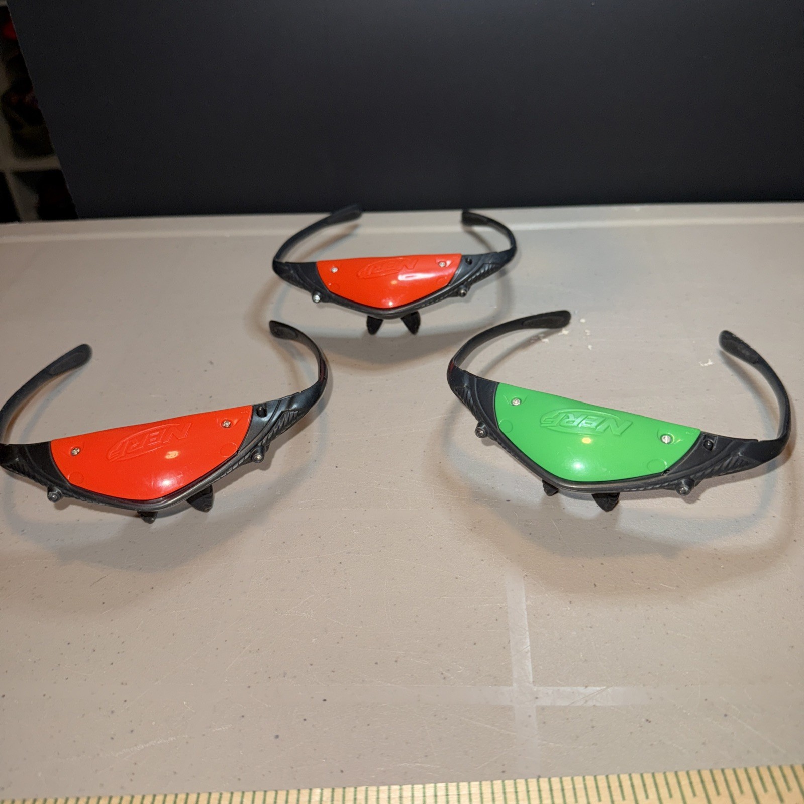3 pairs Nerf Fire Vision Sport Frames Lights Repel LED Visor Glasses Red green