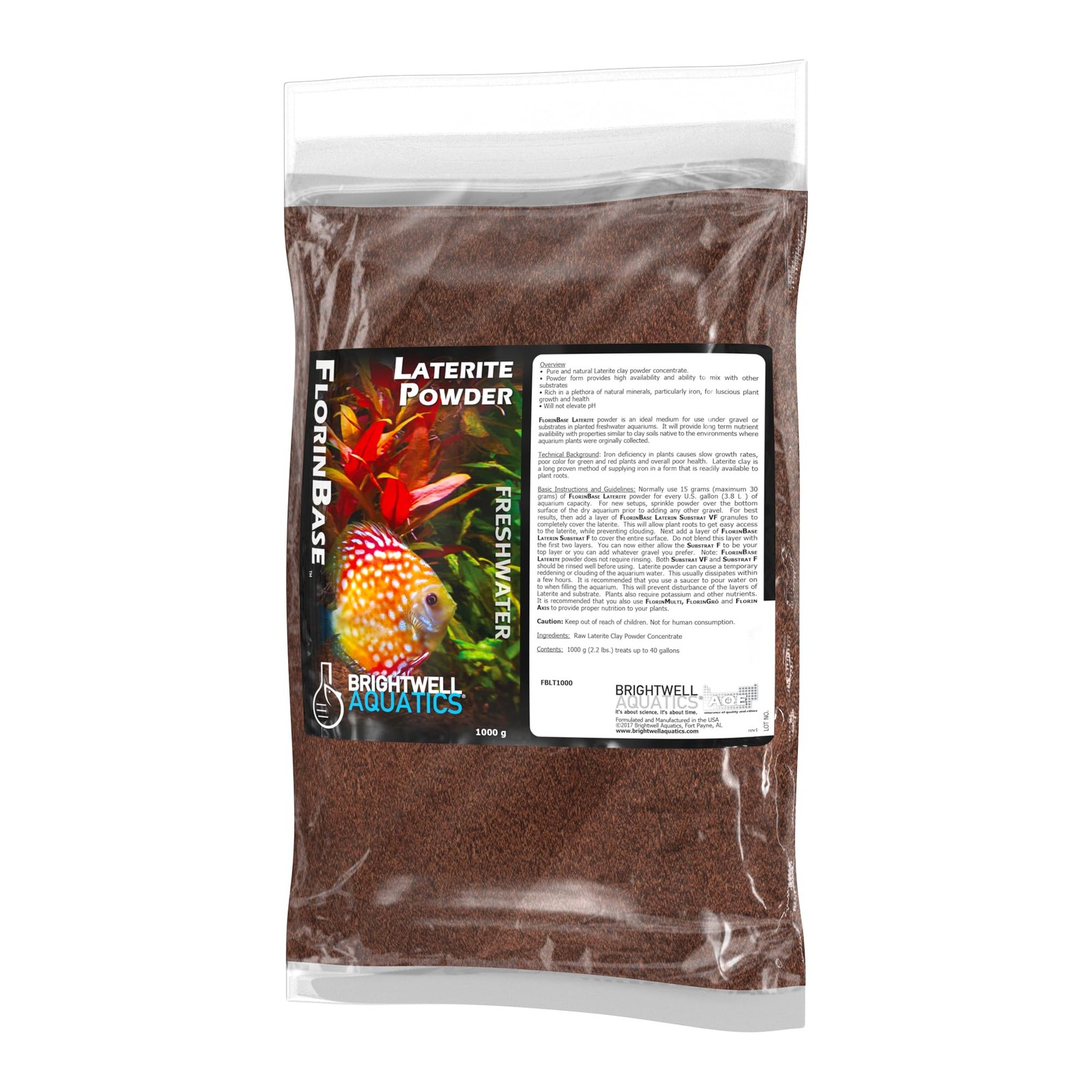 Brightwell Aquatics FlorinBase Laterite Powder – Iron-Rich Clay 1000 grams