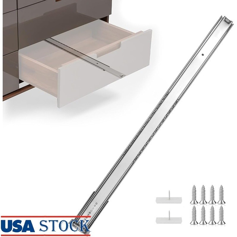 Heavy Duty Center Mount Drawer Slides 16inch Zinc Plated Metal Smooth Sliding US
