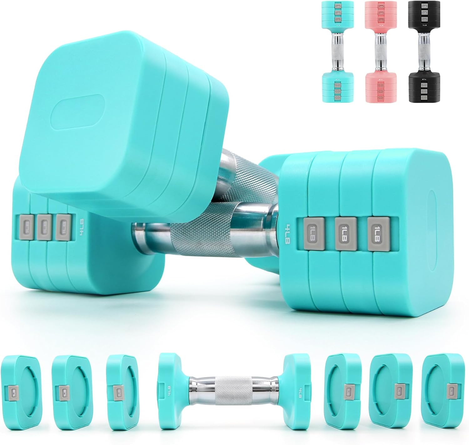 20LBS Adjustable Dumbbell Set, 4 in 1 Free Weights Dumbbells Set For,4Lb 6Lb 8Lb