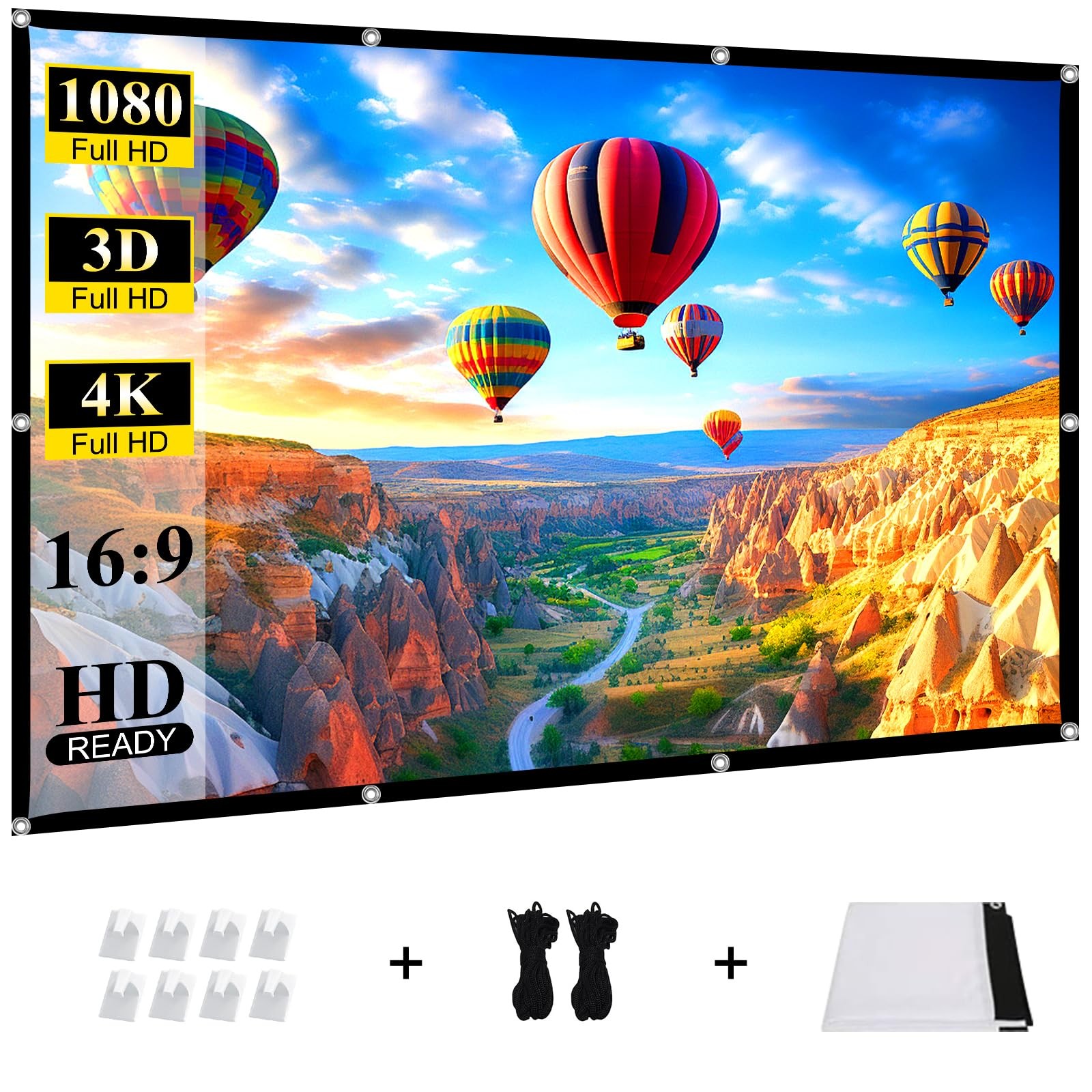 Portable Movie Projector Screen Outdoor: 120 inch Foldable and Wrinkle-Free P...