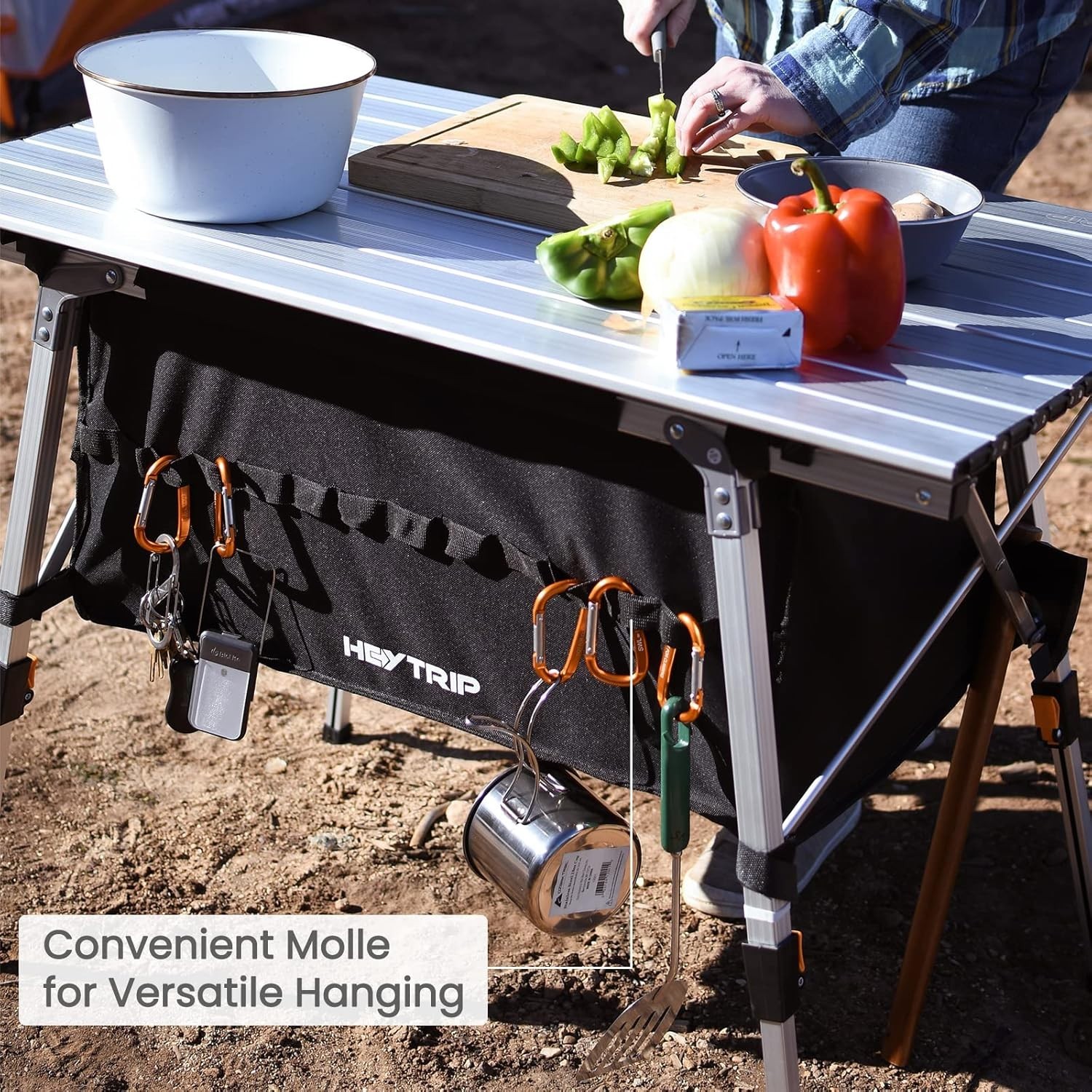 Portable Aluminum Folding Beach Table with Storage Bag Grey