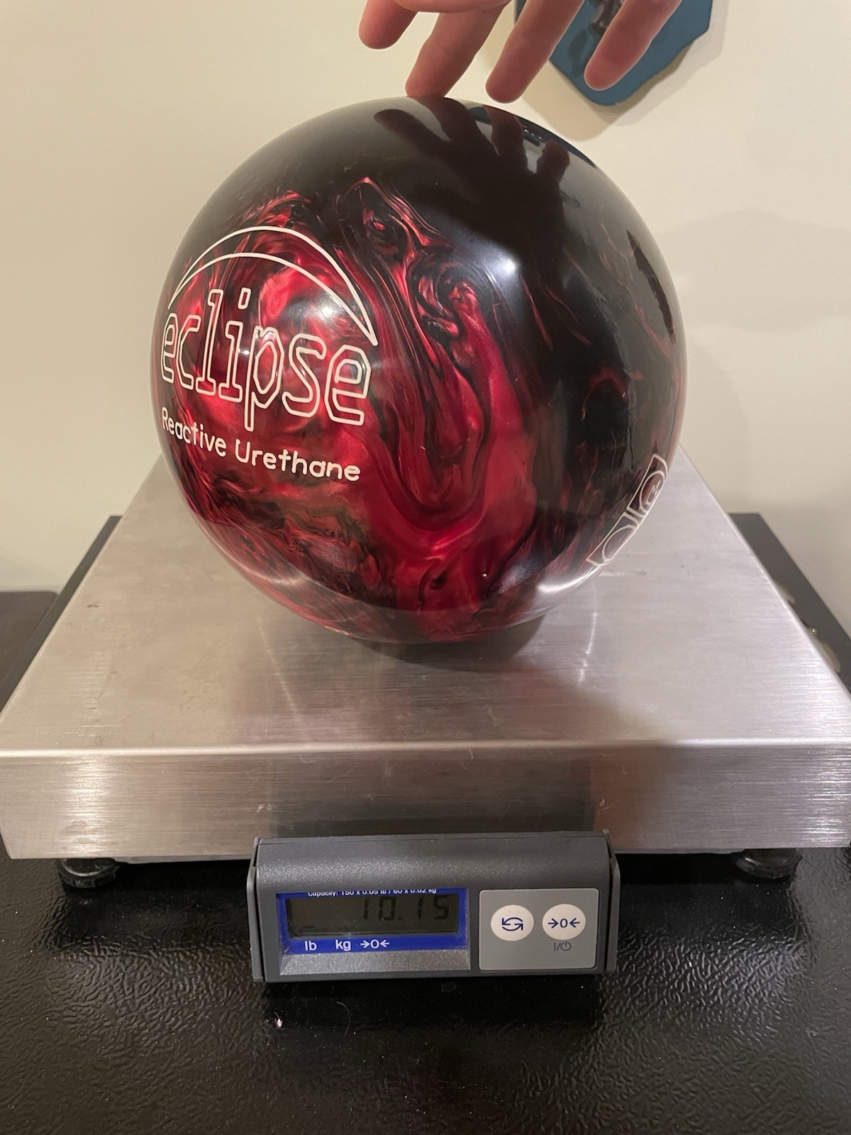 New Red Brunswick Eclipse Reactive Bowling Ball, Black/Red Marbled, 10.2 lb