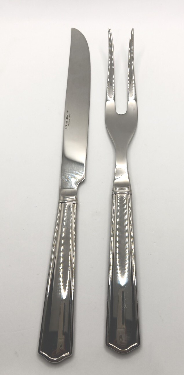 Reed & Barton 2 Piece Carving Set Stainless Flatware Knife & Fork BBQ GRILL