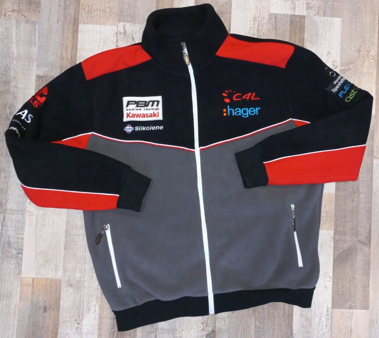 KAWASAKI PBM Racing Team Fleece Jacket Size L Mint Mercedes-Benz Hager Clinton.