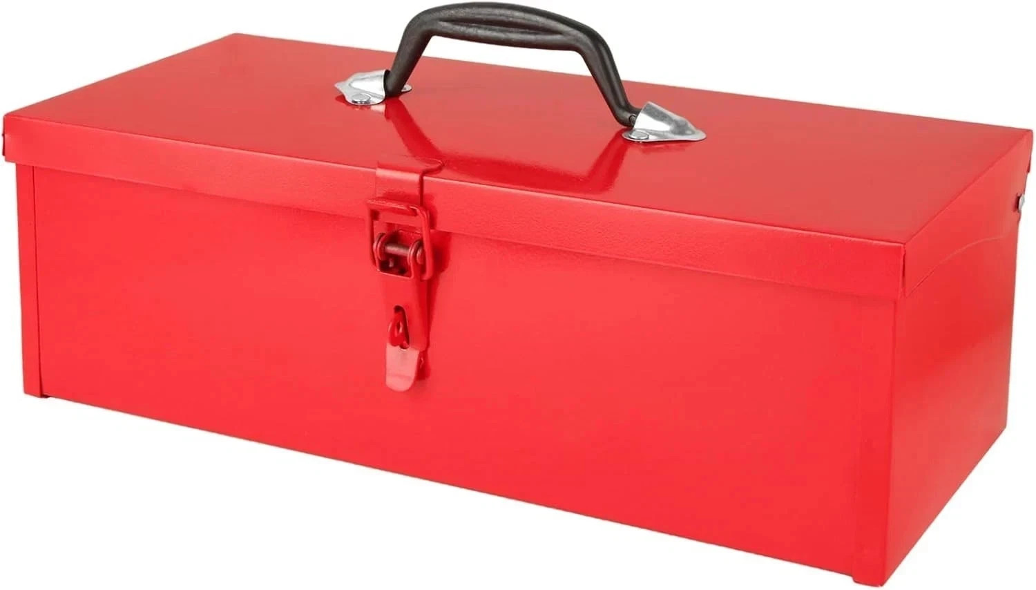 15 Inch Small Tool Box Red Tool Box Metal Tool Box with Metal Latch Closure & Ha