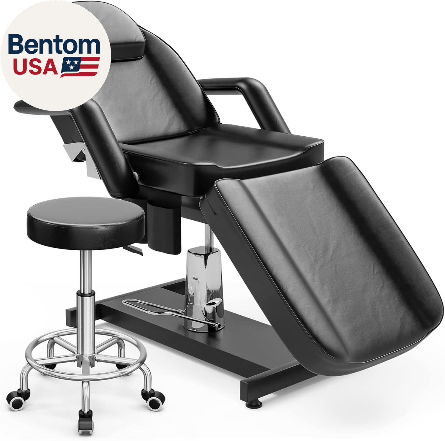 Hydraulic Facial Tattoo Bed with Stool, Swivel Height Adjustable Hydraulic Tatto