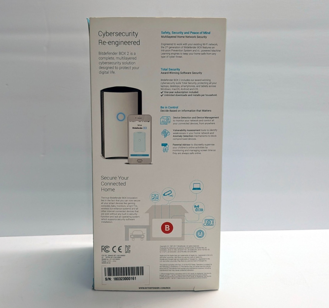 Bitdefender BOX 2 Cybersecurity Hub AC1900 WiFi Network Security Device