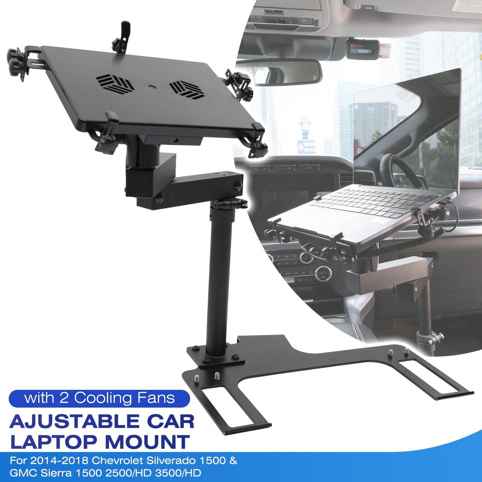 Truck Laptop Stand Mount for 2014-2026 Chevrolet Silverado Colorado & GMC Sierra