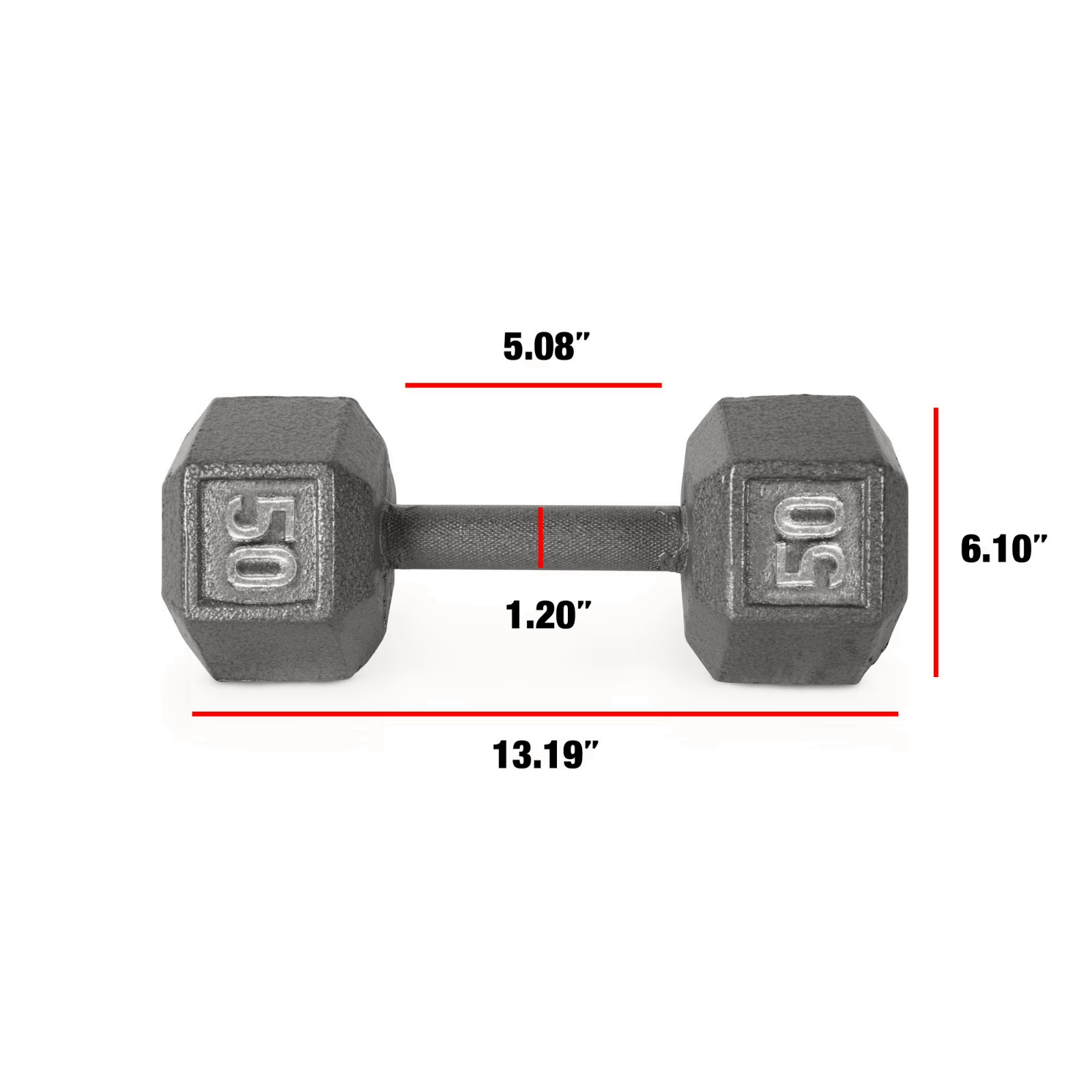 CAP Barbell 50lb Cast Iron Hex Dumbbell, Single