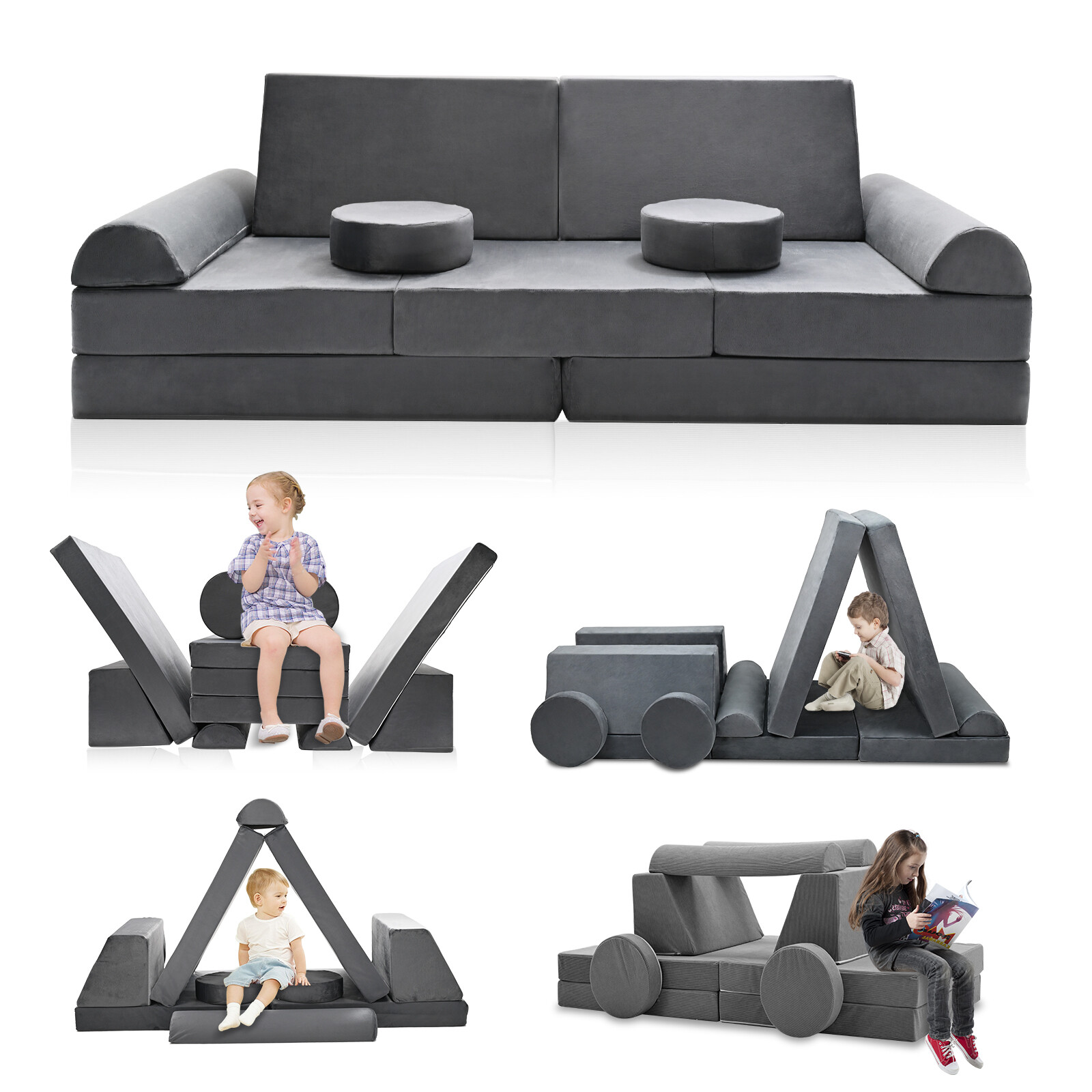 Kids Couch Play Set, 10/11 PCS Modular Kids Sofa Couch Child Couch Playhouse