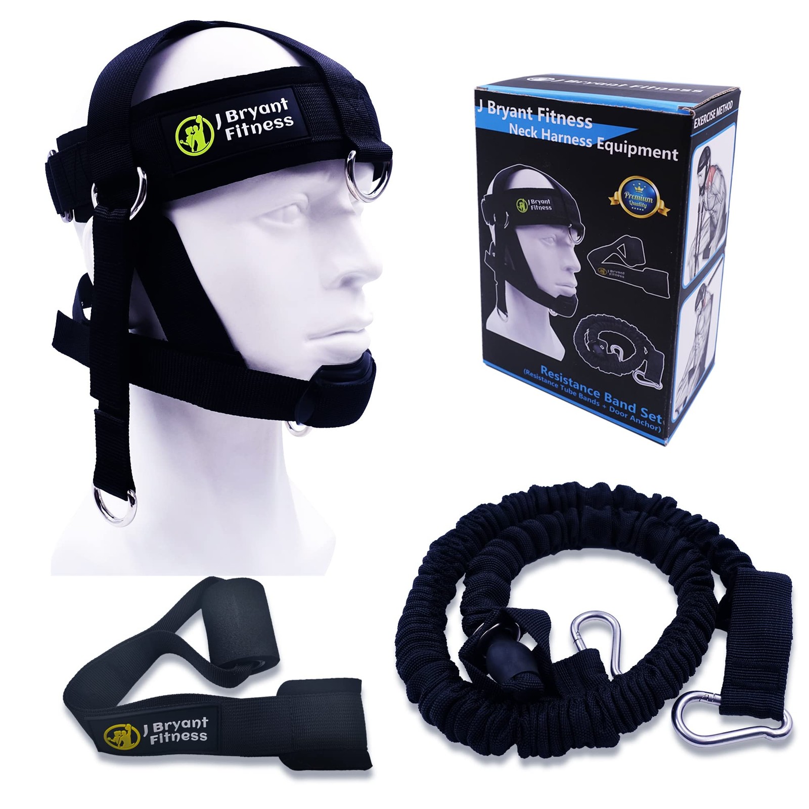 Neck Harness Head - Weight Lifting with Resistance Tube Bands - Door Anchor S...