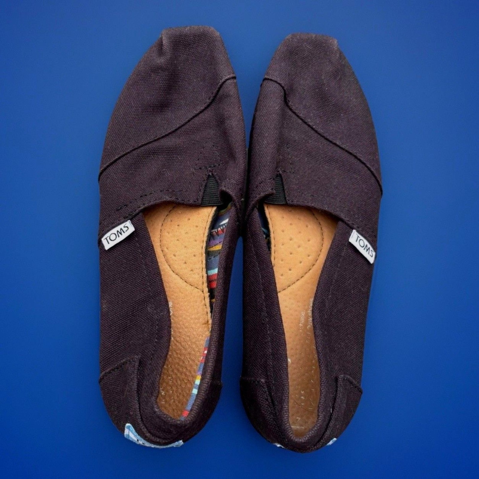 TOMS Women's Black Canvas Slip-On Flats Comfort Casual Shoes Size 7 US