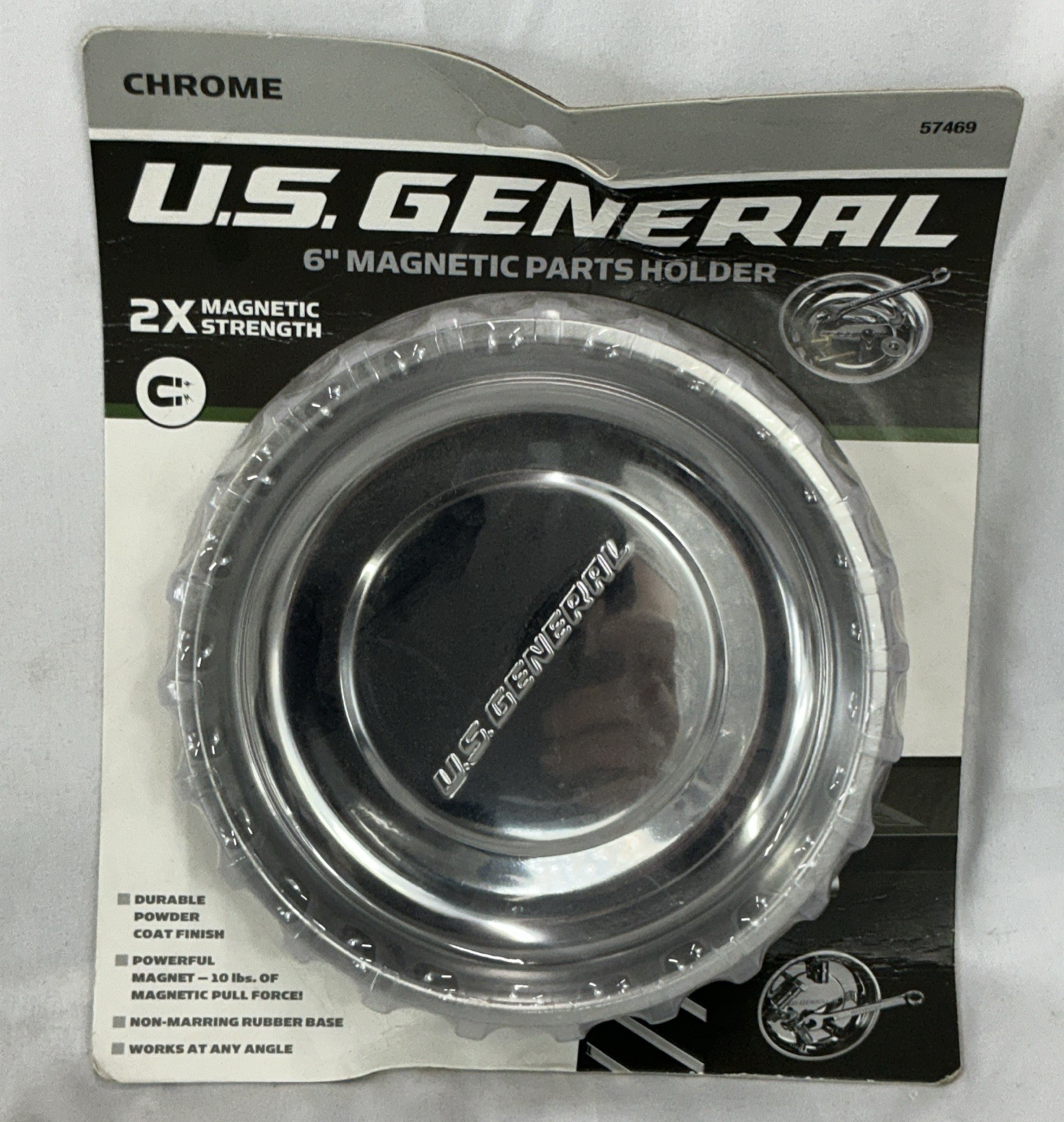New U.S. General 6" Magnetic Parts Holder Round US General Holder Chrome Finish