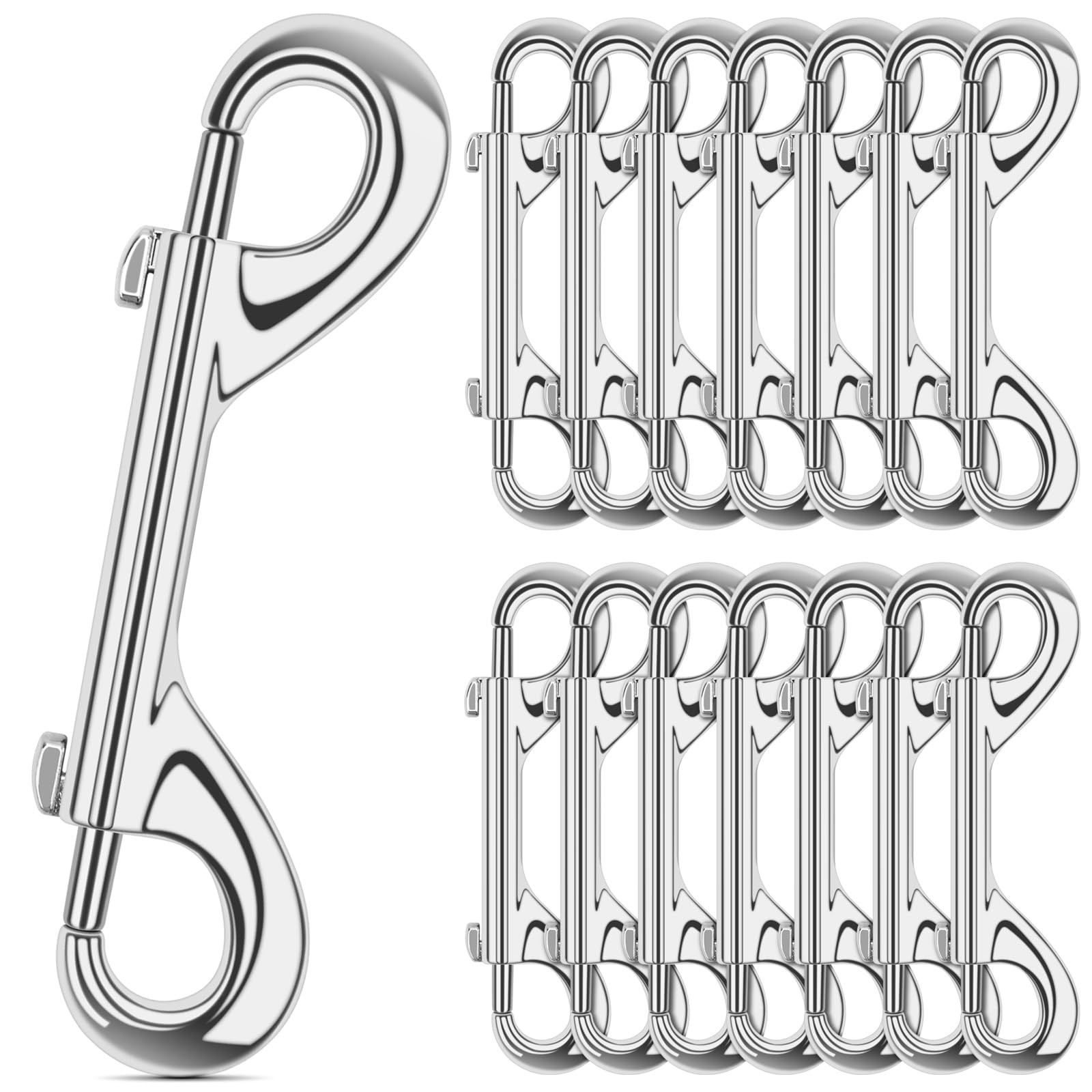 ERKOON 15 Pack Double Ended Bolt Snap Hooks Extra 4-7/10 15 Pack, Silver
