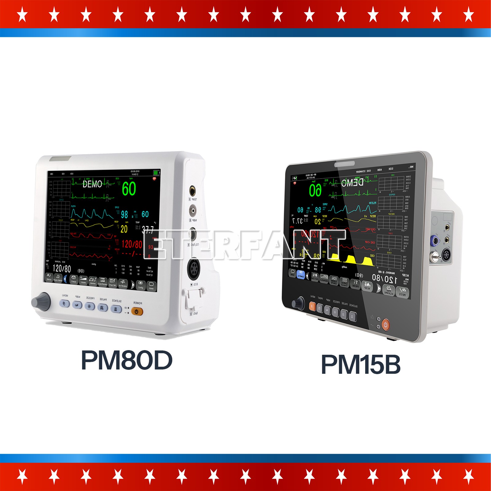 ETERFANT ICU CCU Patient Monitor Vital Sign Monitor ECG/NIBP/RESP/TEMP/SPO2/PR