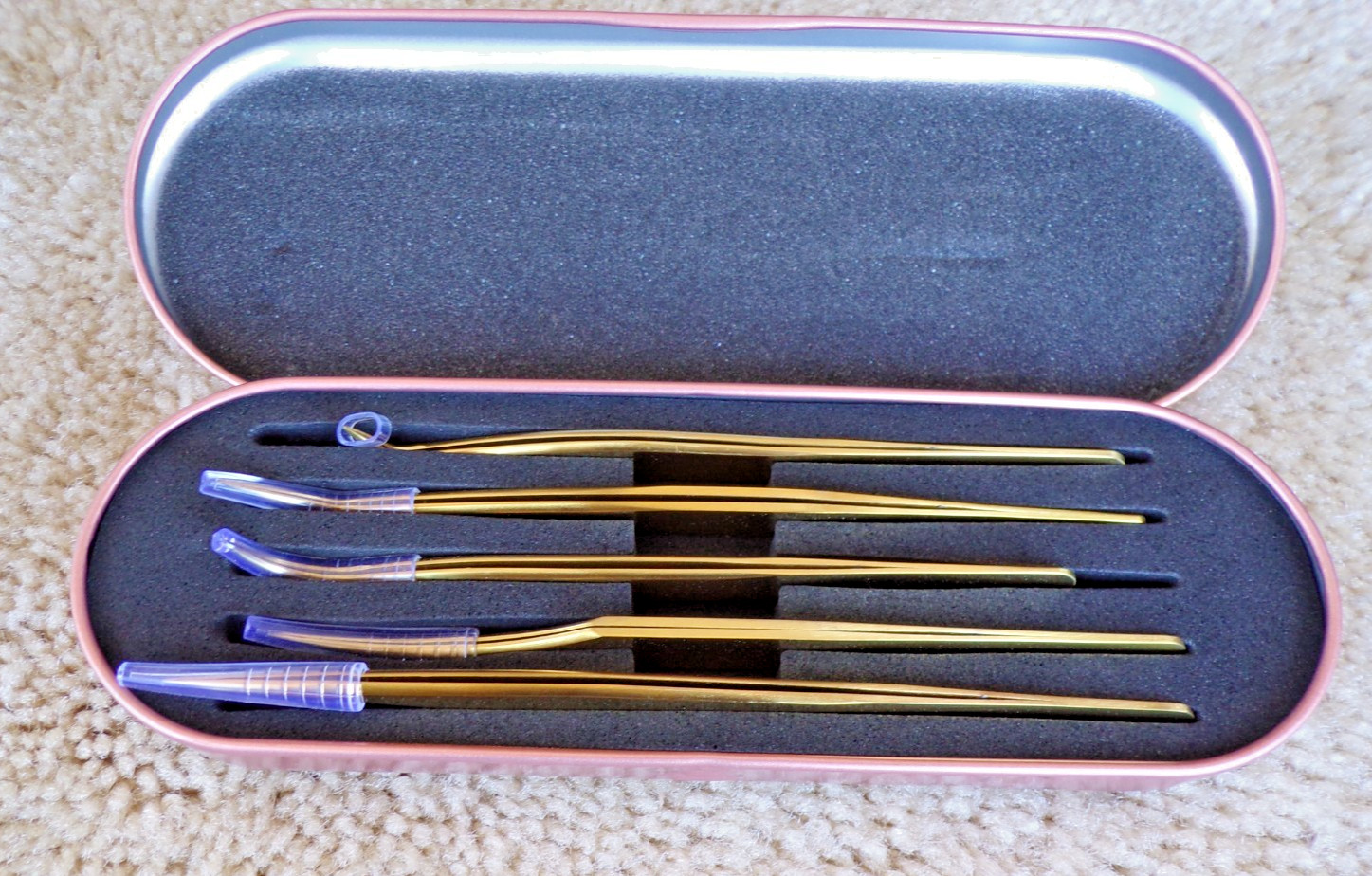 Etercycle High Precision Lash Tweezers Set - 5 Stainless 5 PCS, Gold  @h26