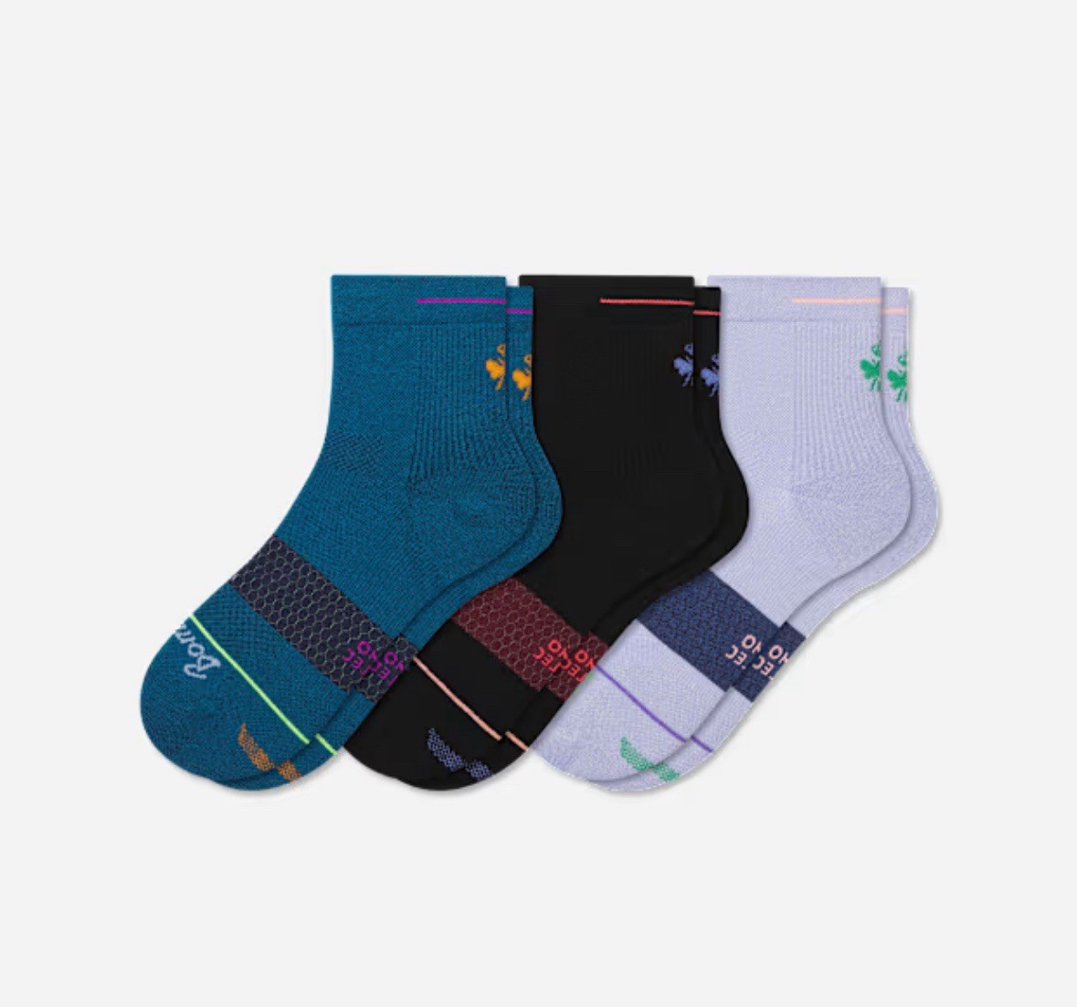 Bombas  Men's Merino Wool Blend Athletic Quarter Sock 3-Pack XL