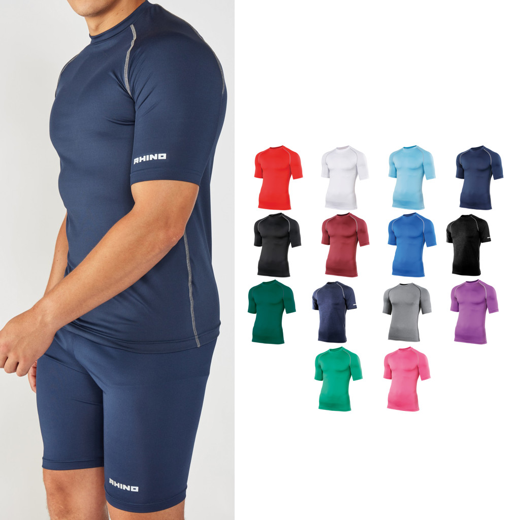 Rhino Men's Short Sleeve Baselayer Tee RH002 - Activewear Fitness Sports T-Shirt