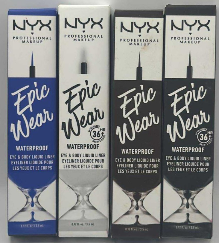 4PC NYX Epic Wear Eye & Body Liquid Liner ~ WATERPROOF ~ 0.12 FL OZ EA ~ NEW