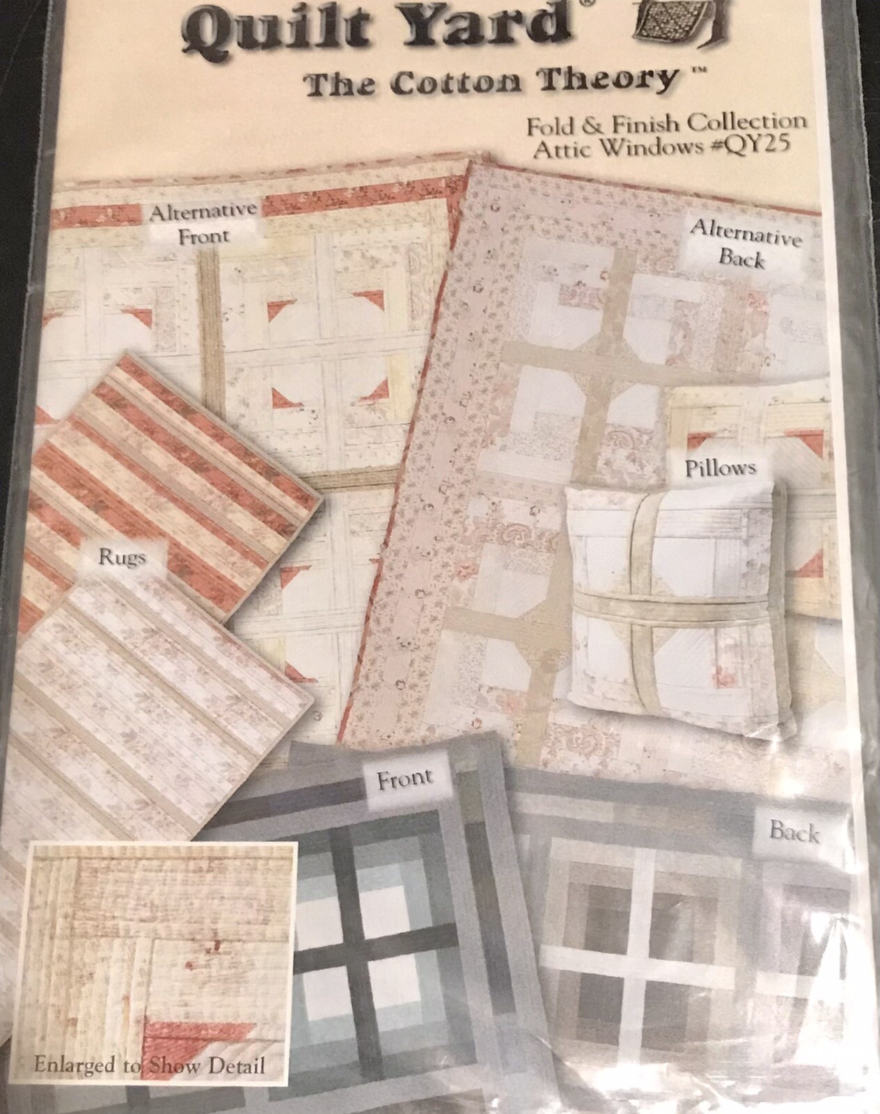 ATTIC WINDOWS Fold & Finish Collection Quilt & Rug Pattern Reversible 70”x82”