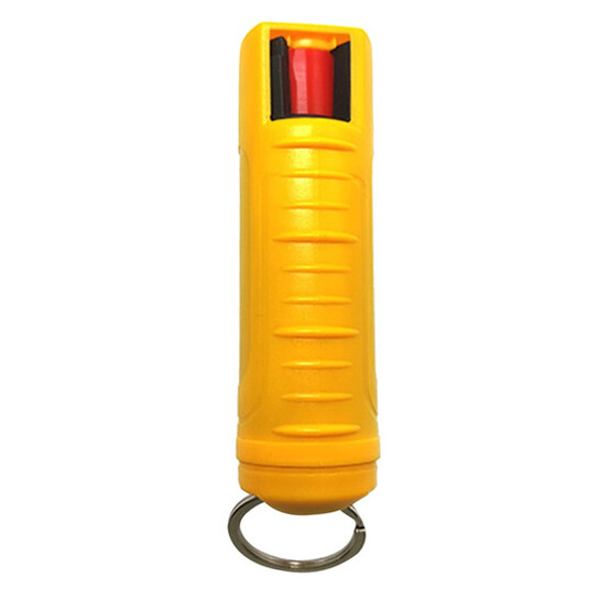 5 BURN Pepper Spray Keychain 1/2oz Self Defense Yellow Hard Shell Molded